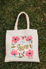 She Is Strong Canvas Tote Bag