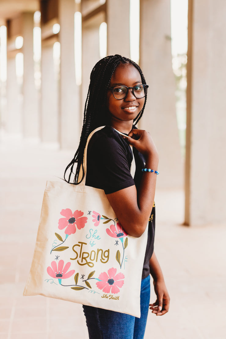 She Is Strong Canvas Tote Bag